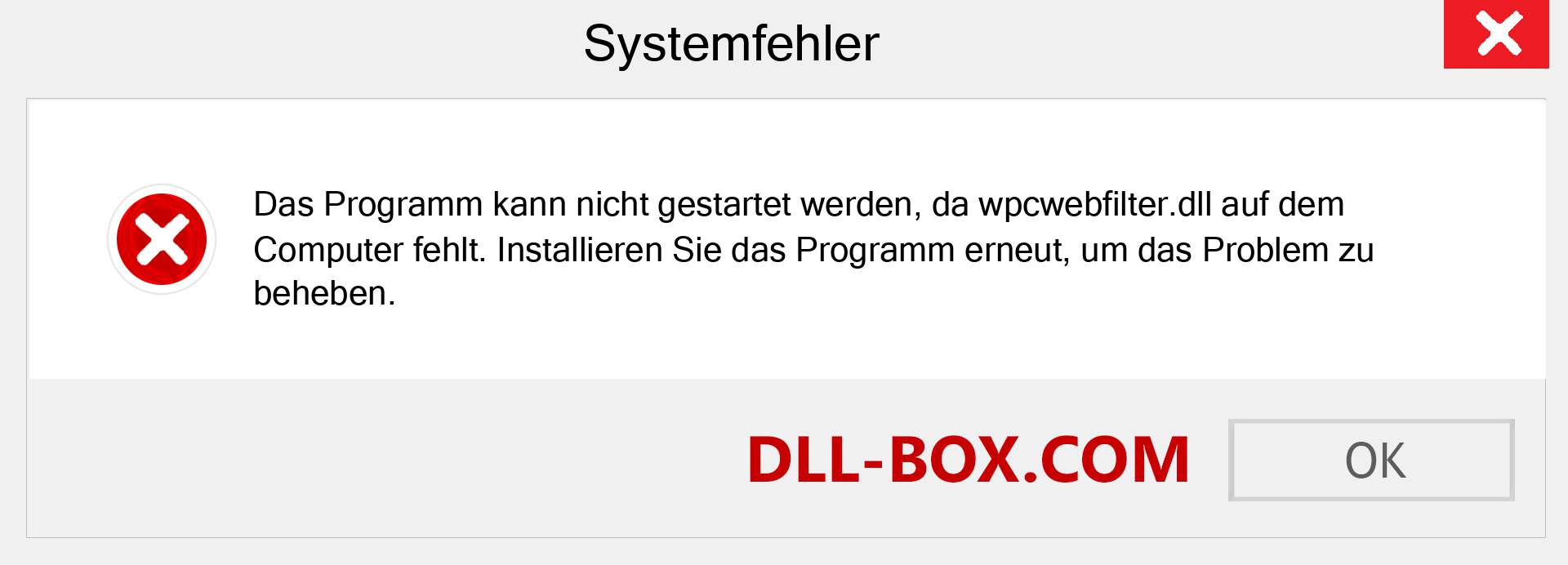 wpcwebfilter.dll-Datei fehlt?. Download für Windows 7, 8, 10 - Fix wpcwebfilter dll Missing Error unter Windows, Fotos, Bildern